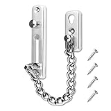 Anti-Theft Lock Security Chain Door Guard Reinforced Solid Latch Guard Clasp for Swing-in Doors Heavy Duty Chain Door Lock for Home Bedroom Hotel Office, Silver