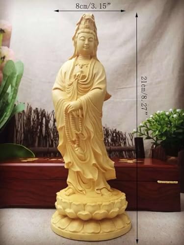 Estatua Quan Yin Diosa de la Compasión en Madera miniatura 2