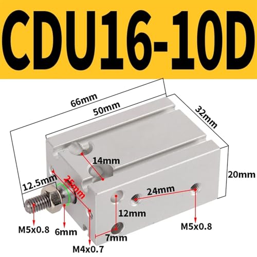 Cylindre CDU16-10D double effet compact à fixation universelle pour lignes de tri