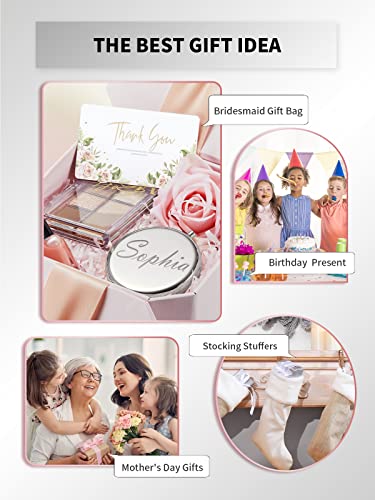 Getinbulk Compact Mirror For Purse, Double-Sided 1X/2X Magnifying Metal Pocket Makeup Mirrors(Round, Silver) #TOP5