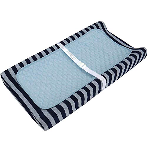 BlueSnail Quilted Thicker Waterproof Changing Pad Liners,3 Count(Blue 13” x 27”)