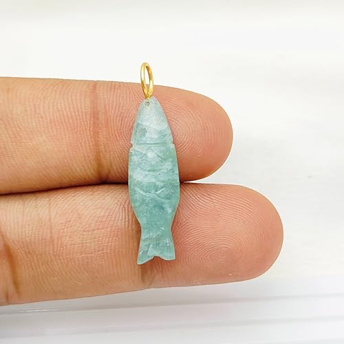 Fish Shape Natural Multi-Color Gemstone Carving Pendant Gold Plated 925 Sterling Silver Handmade Charms Minimalist Jewelry Gift for Women & Girls- Selling Per Piece3