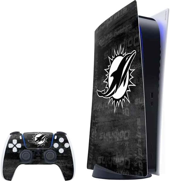 Skinit Decal Gaming Skin Compatible with PS5 Bundle - Officially Licensed NFL Miami Dolphins Vintage Design