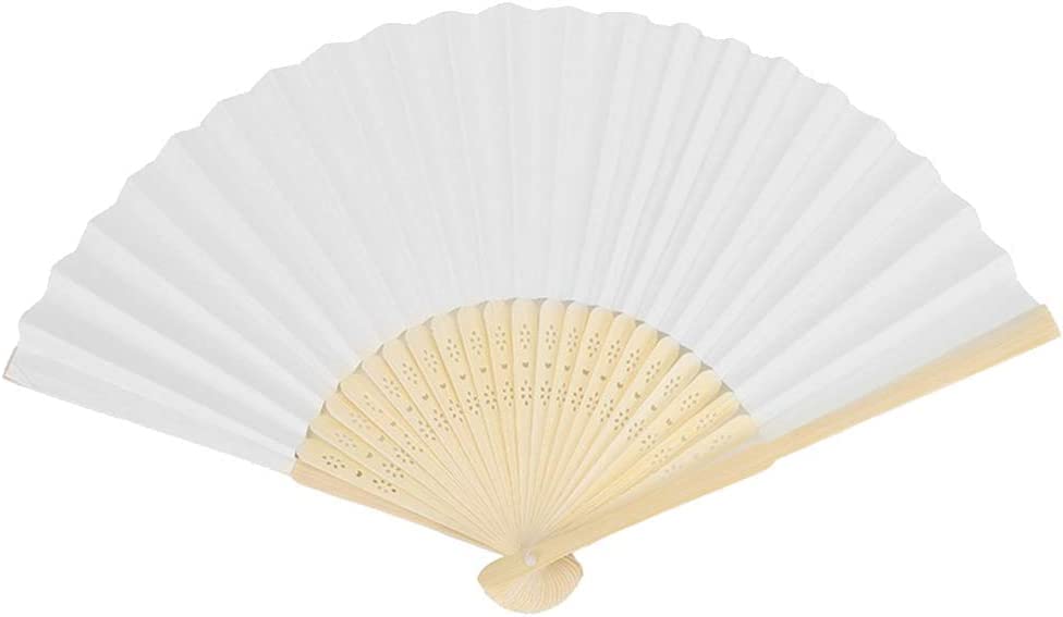 Yukiyi Éventail pliable en tissu pour femme fait à la main - Pour danse, accessoire de séance photo, de mariage, décoration murale - Beige