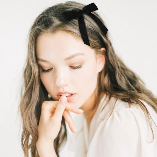 Ondder 10 Pinzas para el cabello negras de satén para mujeres pequeñas, clips adorables para el cabello, accesorios de lazo para mujeres y niñas miniatura 4