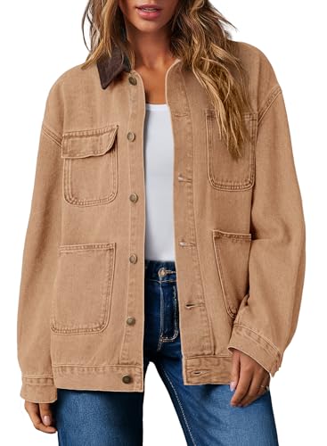 Dokotoo Denim Jackets for Women Casual Long Sleeve Oversized Jean Jacket Fall Clothes 2025