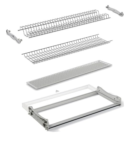COMPAGNUCCI STORE Kit SCOLAPIATTI Completo di Griglie Art 051, Telaio Regolabile Art 159, STAFFE di Supporto E PIATTINO RACCOGLIGOCCE A Scorrimento per Mobile Larghezza Esterna 90 CM