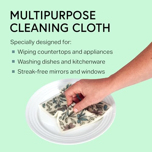 Image of Swedish Wholesale Dishcloths Reusable 8 inch x 7 inch Sponge Cloths, Bulk 10 Pack of High Absorbent Cellulose Dish & Kitchen Cleaning Hand Towels, Wring to Dry & Machine Wash, Odor Resistant, Mini Flower
