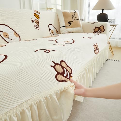 Housse de canapé universelle extensible 2 places lavable imprimée - 5