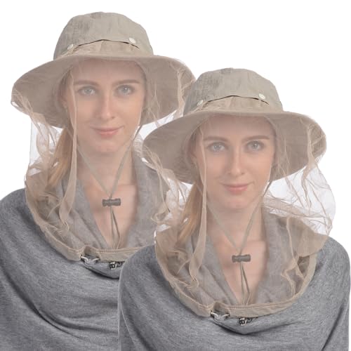 Image of USHAKE Head Net Hat, Safari Hat Sun Hat Bucket Hat with Hidden Net Mesh