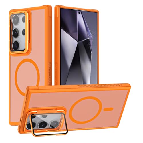 Coque magnétique S23 FE protection caméra verre et support rigide orange