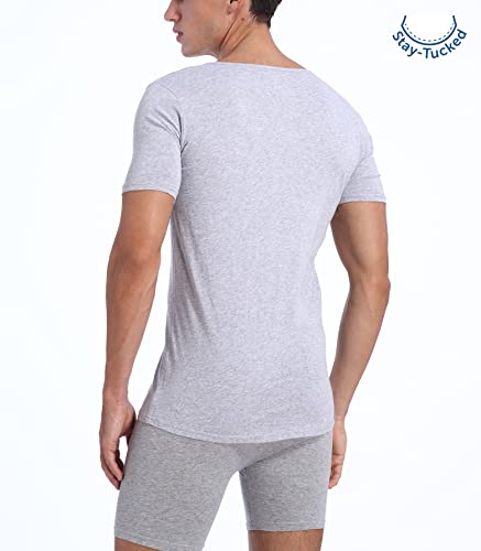 Comfneat Men's 3-Pack Undershirts Stretchy Cotton Spandex V-Neck T-Shirts (Grey Melange V-Neck 3-Pack, L) #TOP2