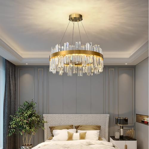 Chandelier en cristal moderne LED 72W suspension dorée salon - 4