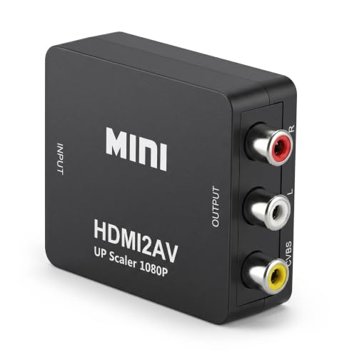 QGECEN Adaptateur HDMI vers RCA, Convertisseur HDMI vers RCA, Composite AV CVBS Vidéo Audio Support PAL/NTSC pour Xbox 360/One, PlayStation 3/4/5, DVD,...
