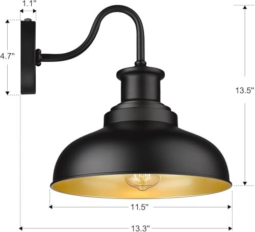 Image of Dusk to Dawn Outdoor Barn Lights Outdoor Wall Sconces Farmhouse Exterior Wall Mount Light Vintage Outside Lighting Fixture Industrial Black Lanterns for Porch Garage Shed Patio, 2 Pack