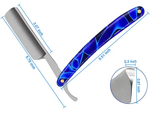 Professional Straight Edge Razor, Stainless Steel Barber Razor Folding Shaving Knife Cut Tool For Male Acrylic Handle Blue #TOP2