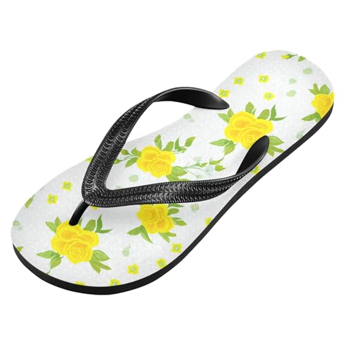 Burbuja Yellow Roses Flip Flops for Women Men, Soft Thong Sandals Rubber Slippers for Pool Beach Essentials2