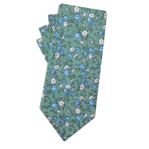 Image of Mantieqingway Men Skinny Tie Cotton Floral Necktie for Wedding Groomsmen Tie