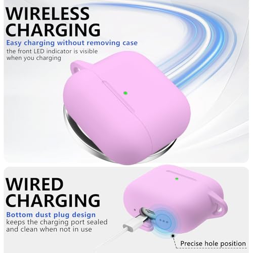 Image of Ljusmicker for AirPods 4 Case 2024 with Cleaner Kit,Light Lilac | Soft Silicone Protective Cover for Apple AirPods 4th Generation Case with Keychain for Women Men,Shockproof