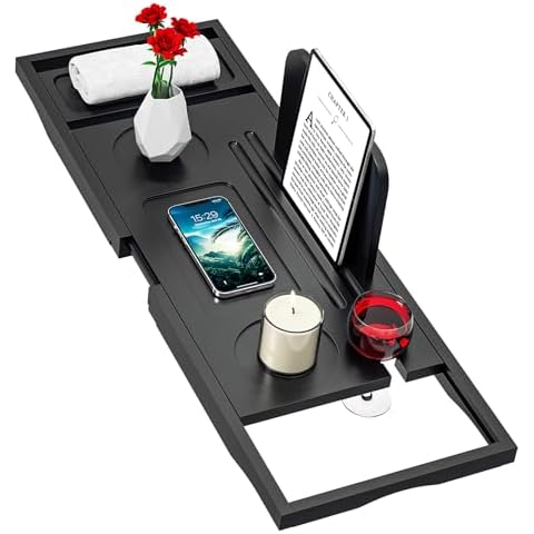Banlilu Premium Bamboo Bath Tray Caddy Cover