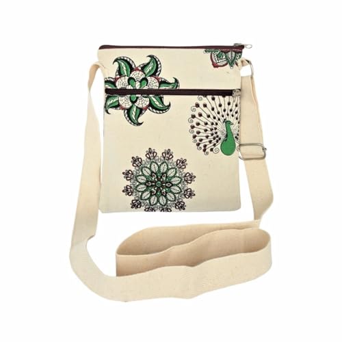 Image of GREEN CRAFT Canvas Sling Bag for Women | (8 X 9) Inch | Sling Bag Series, Shopping & College Bag with Adjustable Strap - Multicolor