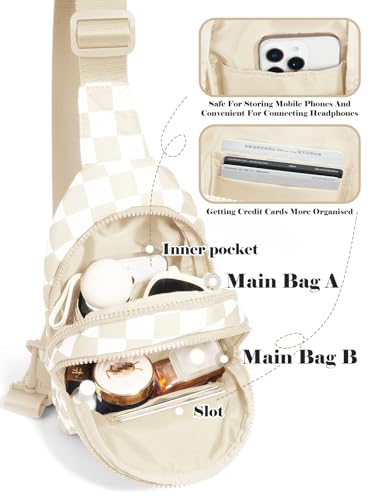 Checkered Sling Bag for Women Small Backpack Crossbody Chest Bag Fanny Packs Purses4