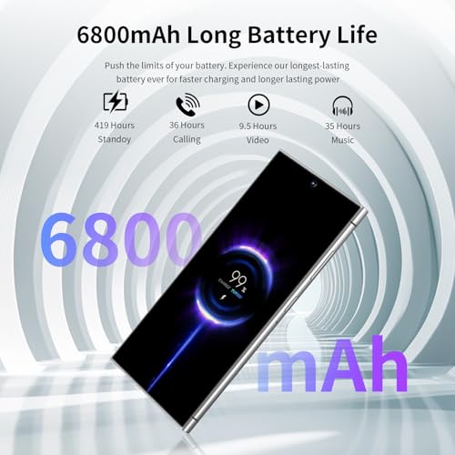 Image of C24 Ultra Unlocked Phone, 8GB+256GB Large Storage Smart Phone, | Android 14 Cell Phone, 6800 mAh Battery, 6.8-inch /5G Dual SIM [Works with T-Mobile, AT&T] Gray