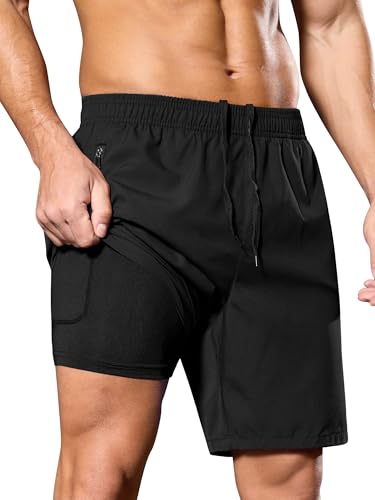 SILKWORLD Men's 2 in 1 Running Shorts 7