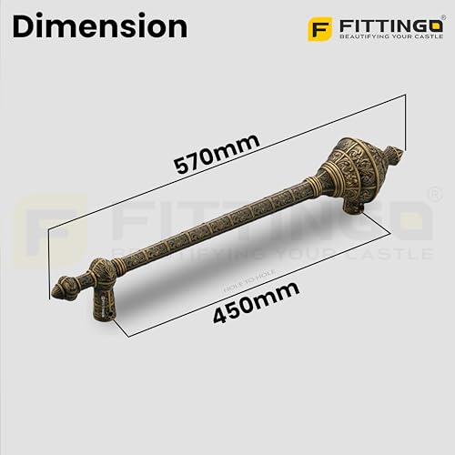 Image of Royal Gada Door Handle for Main Door /22 Inch Traditional Main Door Handle /Pull Push Handle for Home /Office /Hotels Doors - (Hole to Hole 450mm, Pack of 1) - Antique Matt- 3 Years Warranty