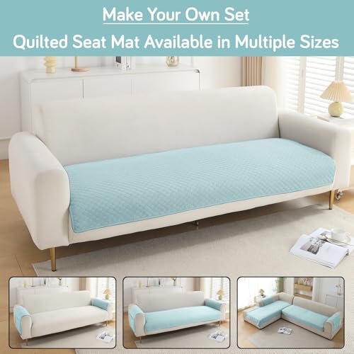 Image of HOKIPO Polyester Quilted Sofa Cover Mats For 1 /2 /3 Seater Sofa And L Shape. Make Your Own Sofa Cover Set, Mat Length 90(D) X 60(L) Cm, Light Sky Blue (In-716-Lsbl)