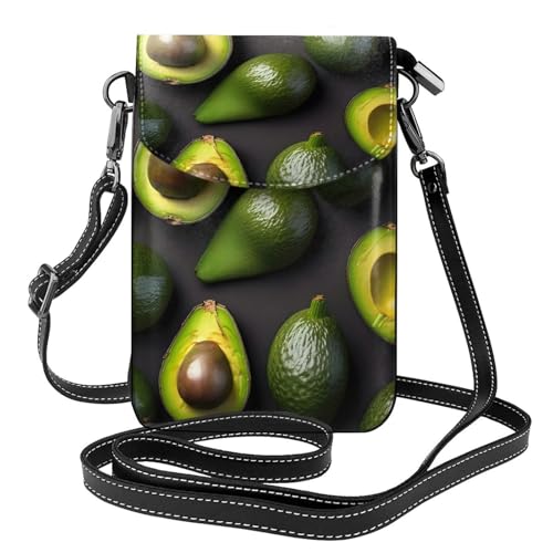 Petit sac à main en cuir pour portable avec motif avocat brodé et cordon ajustable