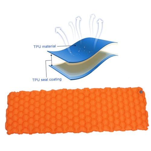 Matelas de camping gonflable orange 192x58x6 cm léger UKCOCO