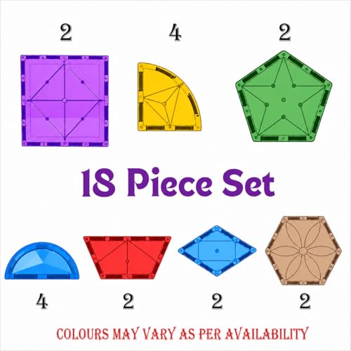 Image of ANVIE & ABEER Set of 18 Special Shapes Magnetic Building Tiles for Kids, Educational Stacking Blocks for Boys Girls, Magnets Construction Toys, (18 Special Shapes)