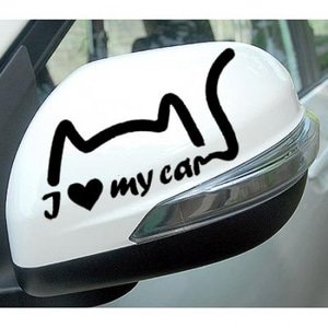 Daily Creation I Love My car Mirror Sticker for Window Hood car sticker14.5X3cm (Black)