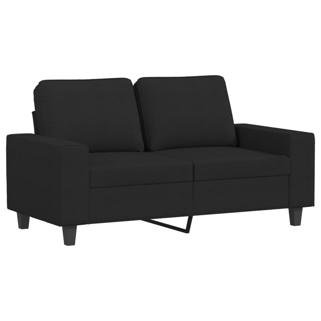 Sofá de dos plazas, color negro, 154 x 77 x 80 cm, funda de tela con estructura de metal, diseño moderno, pequeño sofá para salón, oficina, pasillo, dormitorio