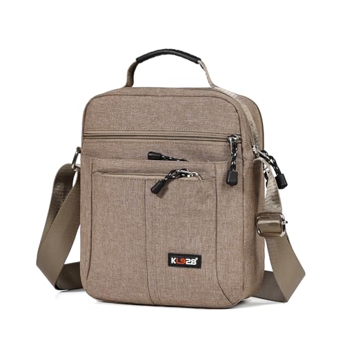 KL928 Men's Messenger Bag - Crossbody Shoulder Bags Travel Bag Man Purse Casual Sling Pack for Work Business 1893-large-khaki