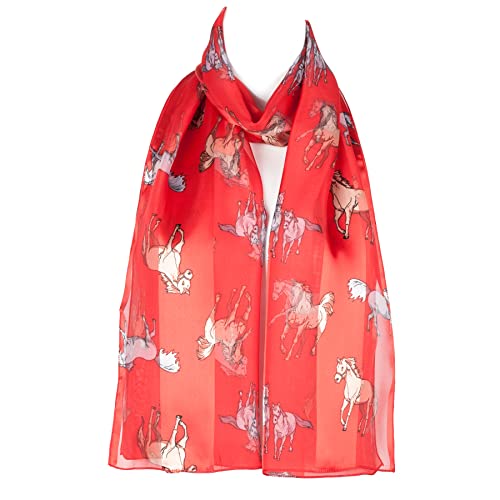 Hat To Socks Chiffon Satin Scarf Ideal for Ascot Horse Racing Equestrian, Red, One size