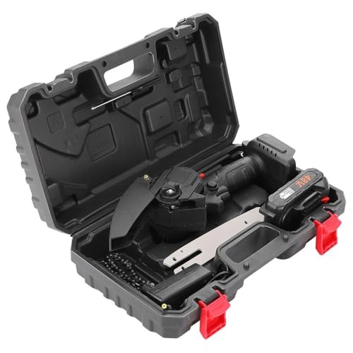 Image of Cordless Wood Cutting Machine for Home Cordless 6 Inch Battery Powered Electric Chainsaw with 2 Battery and Chain Portable Handheld One Hand Pruning ChainSaw (Double Battery)