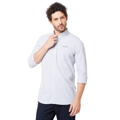 Image of KENNETH COLE New York Mens Slim Fit Cotton Spread Collar Long Sleeve Patch Pocket at Chest Casual Shirt