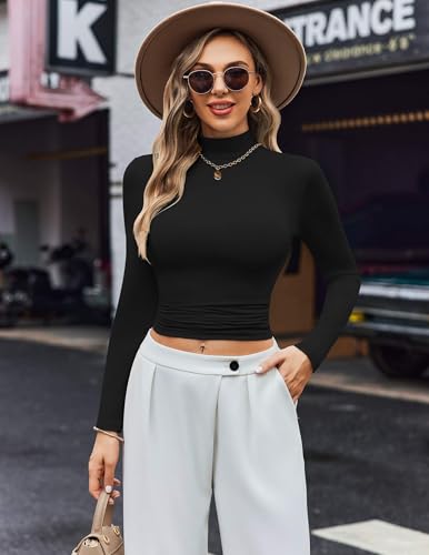 Ekouaer Women's 3 Pack Turtleneck Shirts Long Sleeve Mock Tops Lightweight Basic Layering Thermal3
