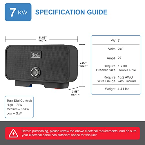 Black+Decker 7Kw / 240-V 1.6 Gpm Tankless Electric Water Heater Up To 2 Sinks Nationwide Or 1 Shower In Hot Climates #TOP2