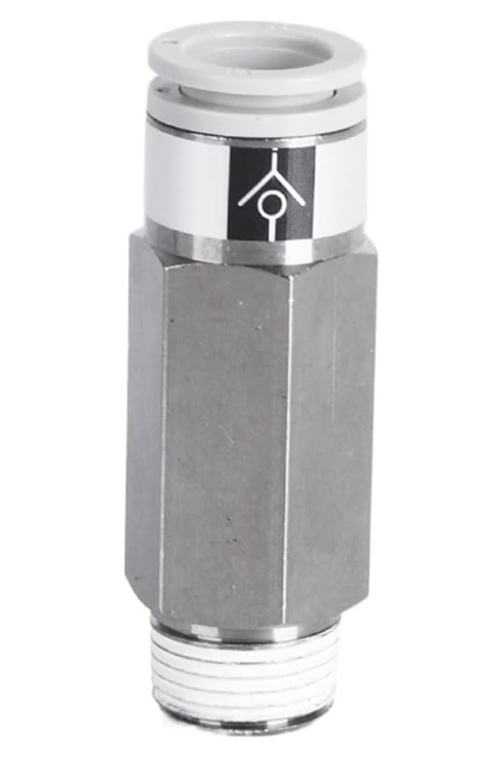 Pneumatic Check Valve Quick Connector, 04B-12B | For PU/PE pipes, 0-0.8MPa, easy push-to-connect, leak-proof devise(Akh10b-02s)