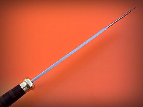 Miniatura 4 de Poshland REG-HKC-134 Cuchillo de caza hecho a mano de acero de alto carbono de 16.6 pulgadas, hermoso mango de hoja de cuero con refuerzo de latón