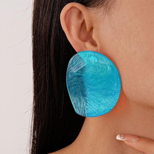 Acrylic Earrings Colorful Big Round Studs Earring Blue Green Red White Pink Statement Earrings for Women Resin Large Irregular Geometric Drop Dangle Earring Fashion Fun Unique Chunky Jewelry2