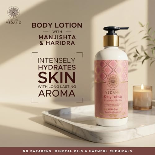 Image of Body Lotion (Manjishta & Haridra) for Moisturised & Rejuvenated Skin | Ayurvedic Blend with Natural Ingredients for Deep Hydration & Healthy, Smooth Skin - 300ml (Pack of 1)