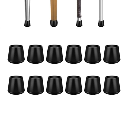 VOCOMO 1-1/4” Round Rubber Chair Leg Tips Caps, Chair Leg Floor Protectors Furniture Legs Caps Non Slip Reduce Noise for Hardwood Floors (Black, 8 Pack)