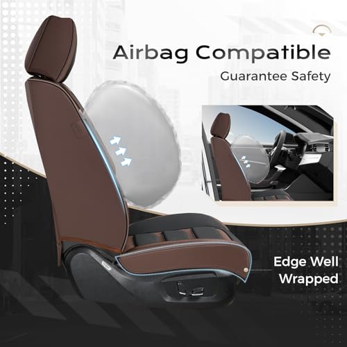Image of Coverado Car Seat Covers, Front Covers for Cars, Car Seat Cover Front Seats, Car Seat Protector Waterproof, Leather Car Seat Cushion, Universal Interior Covers Seat Protectors for Most Cars