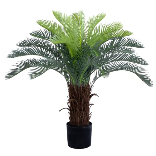 Bellacat 3ft UV Resistant Faux Sago Palm Tree with Natural & Lifelike Bark, 35in Super Full...