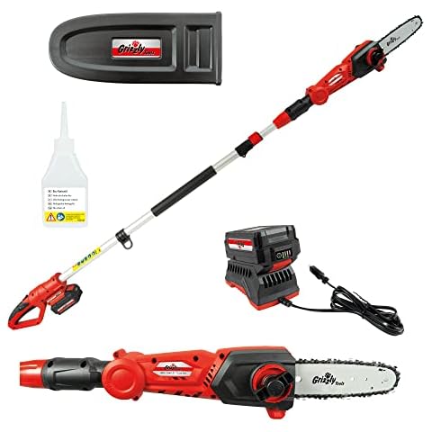Grizzly Tools Akku Hochentaster AKS 2040-21 T - 20V 4.0 Ah Lithium Ionen akku - 20 cm Schnittlänge, 5 m/s Kettengeschwindigkeit - Qualitätsschwert und Kette - bis 4 m Arbeitshöhe Cover