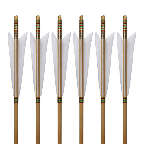 E5E10 12Pcs 33.5" Traditional European Style Wooden Arrow Color White Turkeys Feather Hunting Target Practice Arrow Outdoor Gift #TOP4